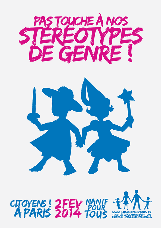 Affiche &ldquo;Touchez pas à nos stéréotypes de genre&rdquo; argument épouvantail