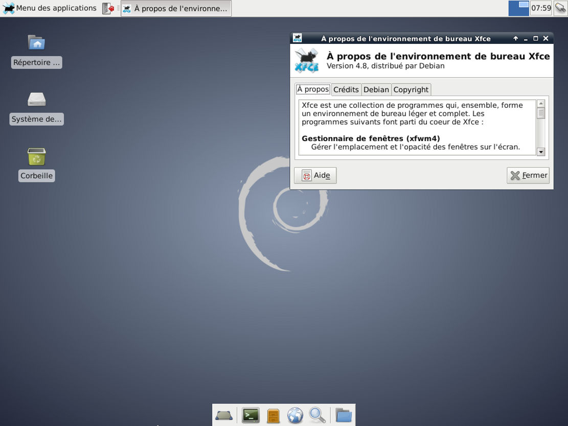 le bureau xfce sous debian