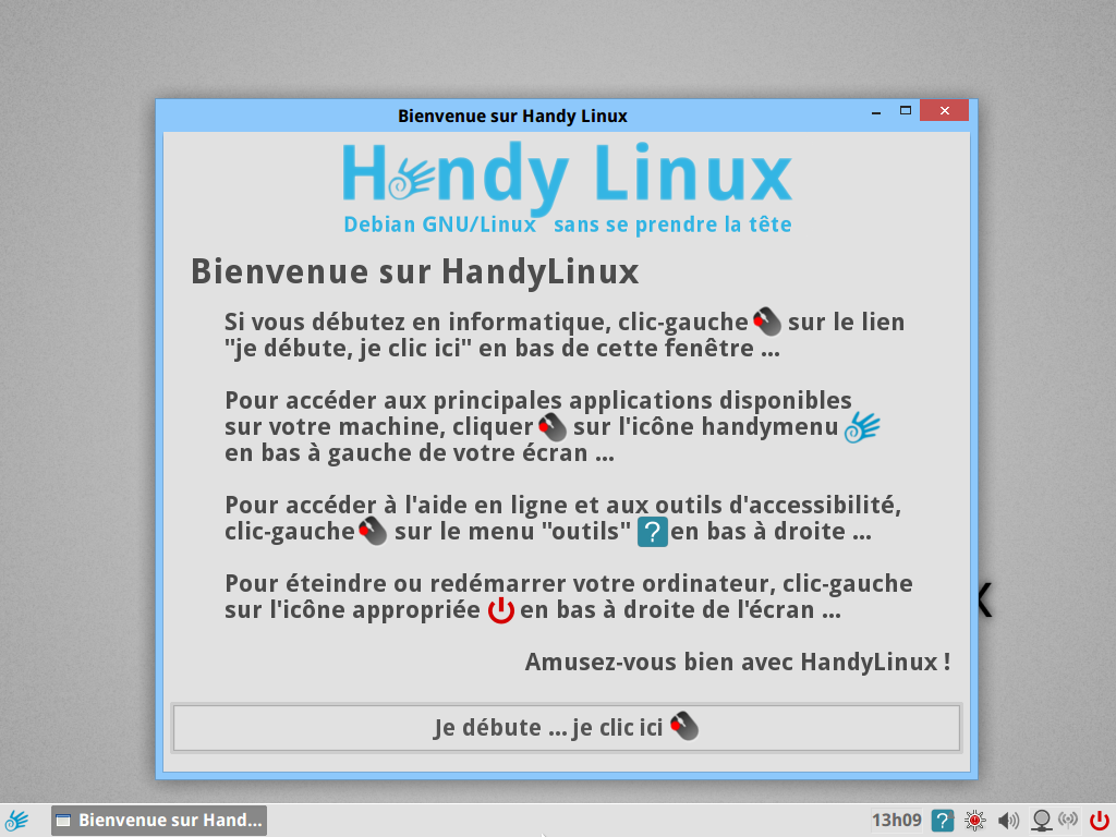 Écran accueil HandyLinux