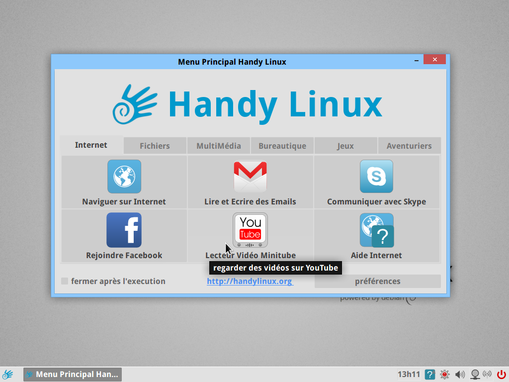 HandyLinux menu internet