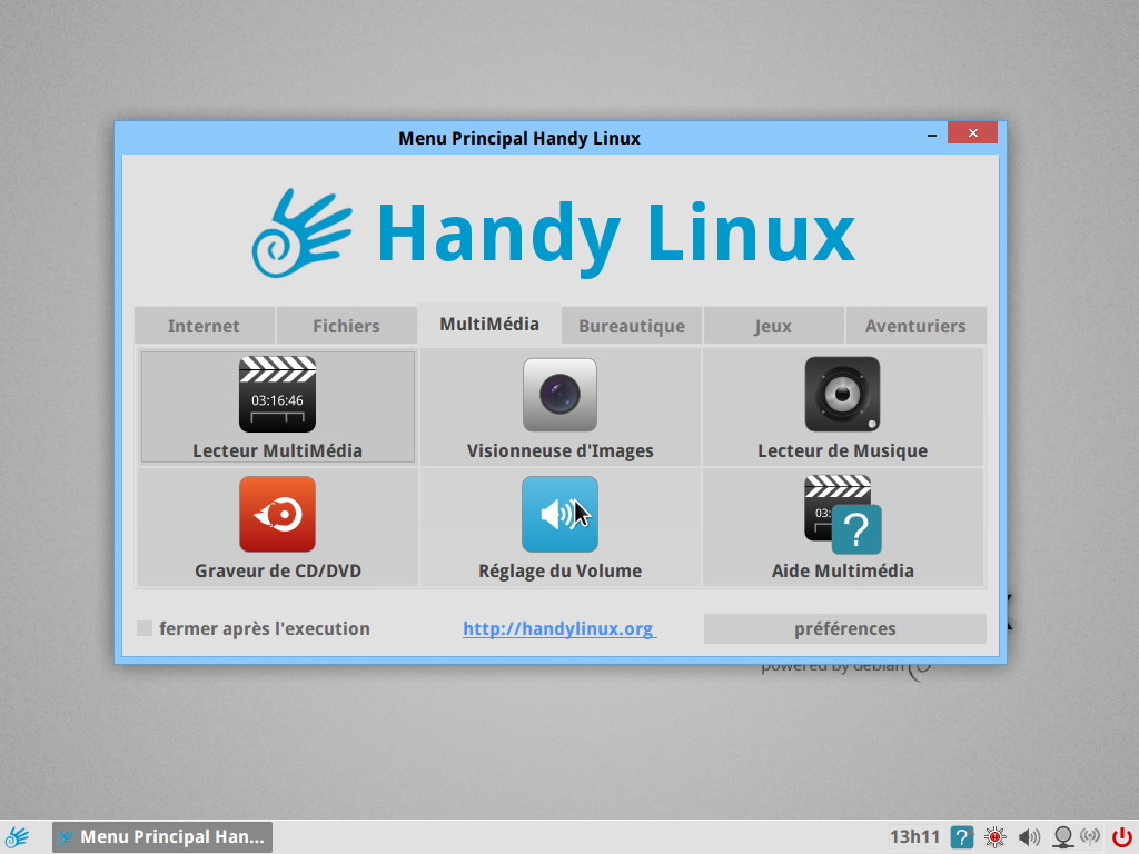 HandyLinux menu multimedia