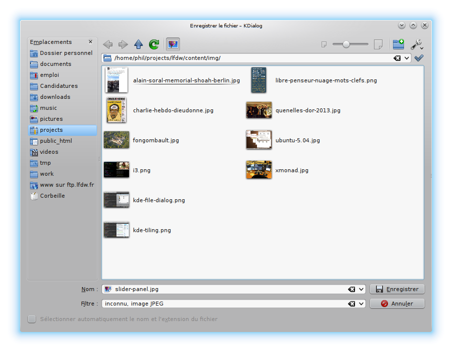 dialogue de fichier KDE