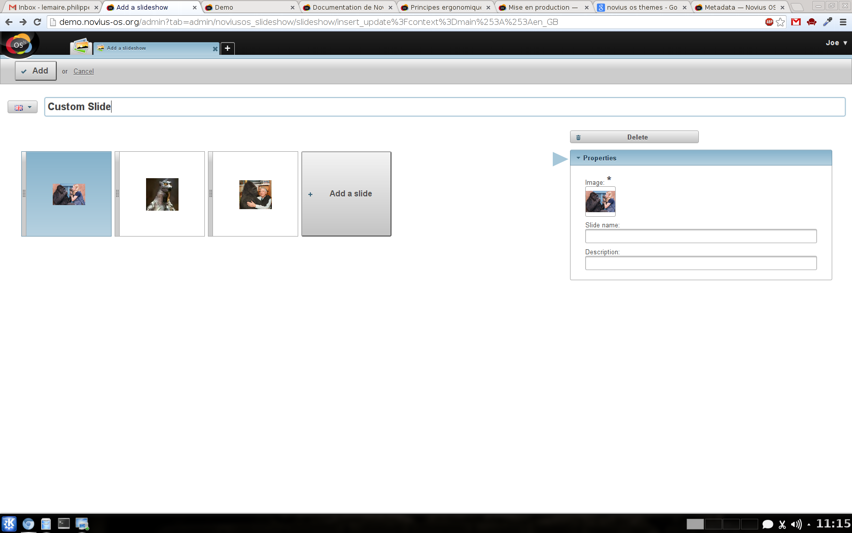 Gestion sliders